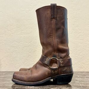 Frye 12R Leather Harness Moto Boots